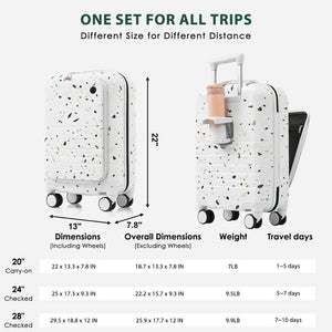 English Elm Luggage Hard Shell 3 Piece Set with Usb Port Spinner Wheels and Front Access Panel Ivory N726P197969W