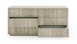 VIG Furniture Nova Domus Roma - Modern Faux Travertine + Gold Dresser VGAN-ROMA-DRS
