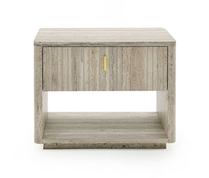 VIG Furniture Nova Domus Roma - Modern Faux Travertine + Gold Nightstand VGAN-ROMA-NS