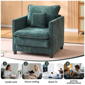 English Elm Comfy Modern Accent Chair Thick Cushioned Seat with Pillow Set for Reading Nooks W1893P396306