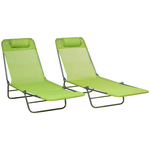 English Elm Outsunny 2 Piece Folding Chaise Lounge Chairs Set, Adjustable Outdoor Pool Loungers With Headrest W2225P174370-GIGA