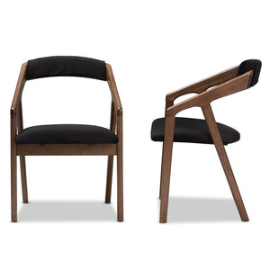 Baxton Studio Baxton Studio Wendy Modern Dining Chairs Set of 2 - Black Velvet & Walnut, Comfort & Style Combined Walnut Sunburst Dining Chair
