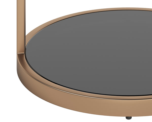 Sunpan Benjamin End Table - Sleek Black Tempered Glass with Stylish Steel Base for Modern Living Spaces Antique Brass