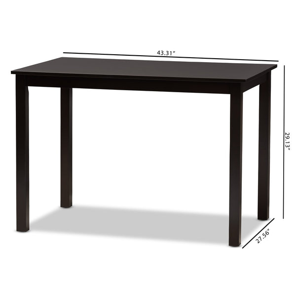 Baxton Studio Baxton Studio Eveline Modern Wood Dining Table – Stylish 43-Inch Design for Compact Spaces Espresso RH7006-Dark Brown-DT