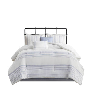 English Elm 6 Piece Cotton Jacquard Oversized Comforter Set - Luxurious Bedding With Decorative Pillows & Bedskirt B035P280376