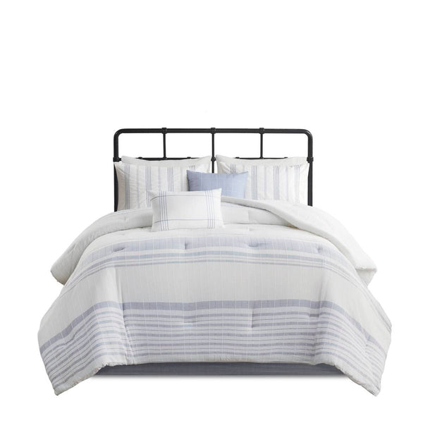 English Elm 6 Piece Cotton Jacquard Oversized Comforter Set - Luxurious Bedding With Decorative Pillows & Bedskirt B035P280376