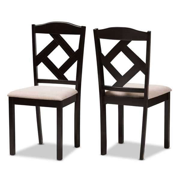 Baxton Studio Baxton Studio Set of 2 Modern Beige Upholstered Dining Chairs with Dark Brown Legs for Style & Comfort RH133C-Dark Brown/Sand-DC