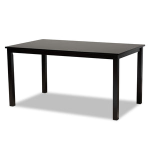 Baxton Studio Baxton Studio 7-Piece Dining Set with Geometric Chairs, Dark Brown Wood & Soft Upholstered Seats Ruth-Sand/Dark Brown-7PC Dining Set