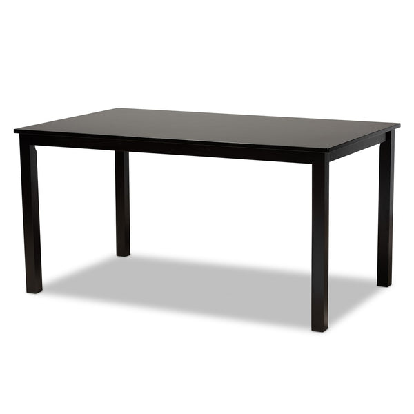 Baxton Studio Baxton Studio 7-Piece Dining Set with Geometric Chairs, Dark Brown Wood & Soft Upholstered Seats Ruth-Sand/Dark Brown-7PC Dining Set
