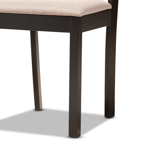 Baxton Studio Baxton Studio 7-Piece Dining Set with Geometric Chairs, Dark Brown Wood & Soft Upholstered Seats Ruth-Sand/Dark Brown-7PC Dining Set
