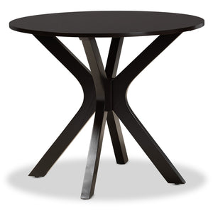 Baxton Studio Baxton Studio Carlin Contemporary Round Dining Set with Upholstered Chairs and Dark Wood Finish 5-PC Carlin-Sand/Dark Brown-5PC Dining Set
