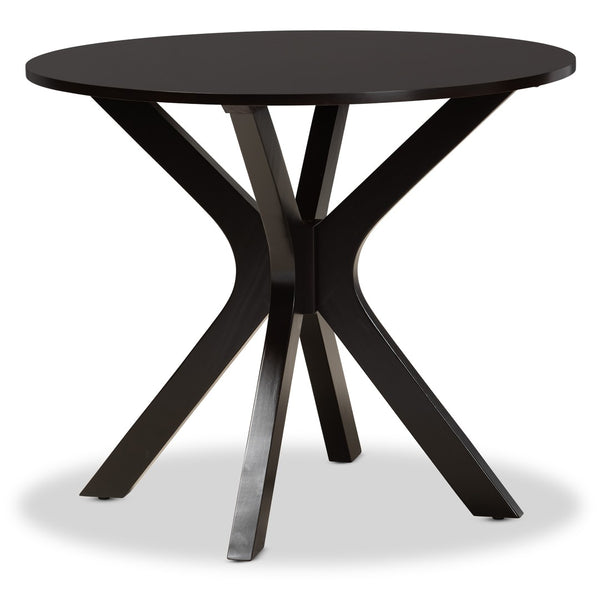 Baxton Studio Baxton Studio Carlin Contemporary Round Dining Set with Upholstered Chairs and Dark Wood Finish 5-PC Carlin-Sand/Dark Brown-5PC Dining Set