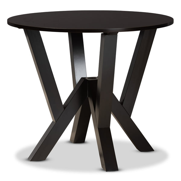 Baxton Studio Baxton Studio Riona 5-Piece Modern Dining Set with Upholstered Chairs and Space-Saving Round Table Riona-Sand/Dark Brown-5PC Dining Set