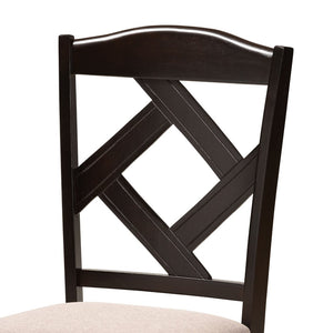 Baxton Studio Baxton Quinlan Modern 5-Piece Dining Set with Round Table & Upholstered Chairs for Compact Spaces Quinlan-Dark Brown/Sand-5PC Dining Set