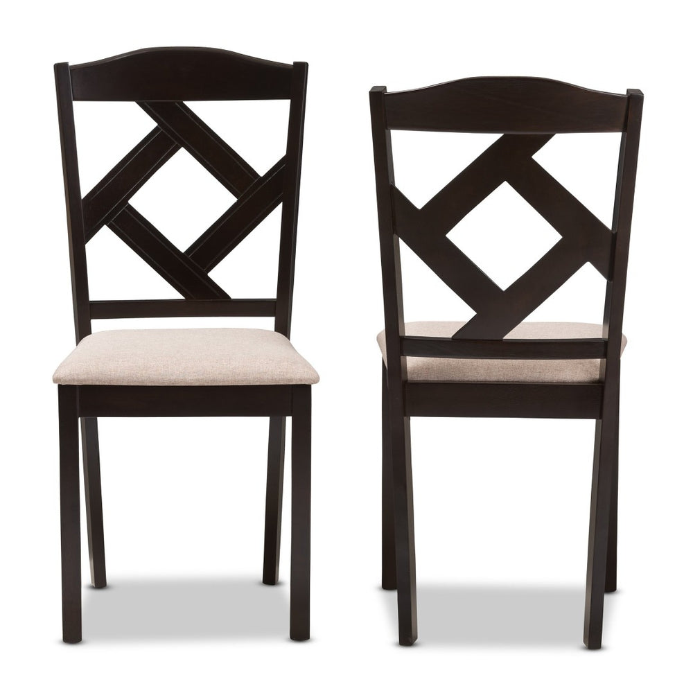 Baxton Studio Baxton Studio Set of 2 Modern Beige Upholstered Dining Chairs with Dark Brown Legs for Style & Comfort RH133C-Dark Brown/Sand-DC