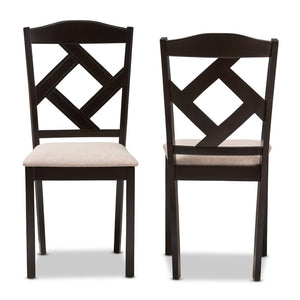 Baxton Studio Baxton Studio Set of 2 Modern Beige Upholstered Dining Chairs with Dark Brown Legs for Style & Comfort RH133C-Dark Brown/Sand-DC