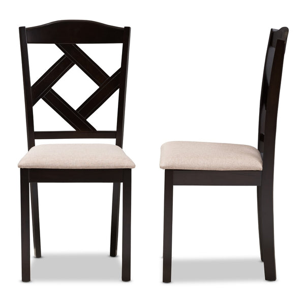 Baxton Studio Baxton Studio Set of 2 Modern Beige Upholstered Dining Chairs with Dark Brown Legs for Style & Comfort RH133C-Dark Brown/Sand-DC