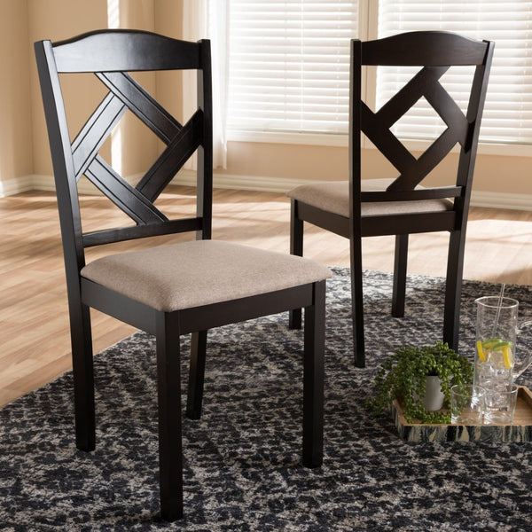 Baxton Studio Baxton Studio Set of 2 Modern Beige Upholstered Dining Chairs with Dark Brown Legs for Style & Comfort RH133C-Dark Brown/Sand-DC