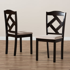 Baxton Studio Baxton Studio Set of 2 Modern Beige Upholstered Dining Chairs with Dark Brown Legs for Style & Comfort RH133C-Dark Brown/Sand-DC