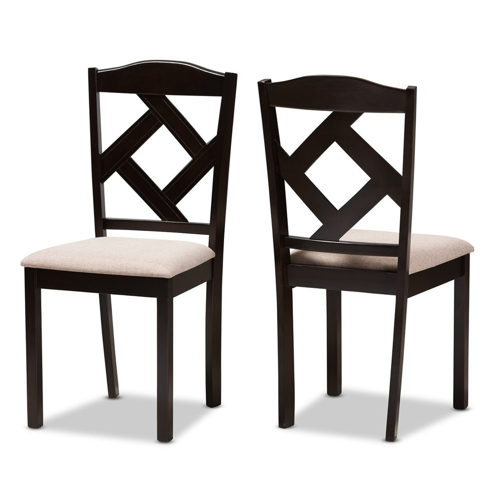 Baxton Studio Baxton Studio Ruth Modern 5-Piece Compact Dining Set with Beige Upholstered Chairs & Brown Table RH133C-Dark Brown/Sand Dining Set