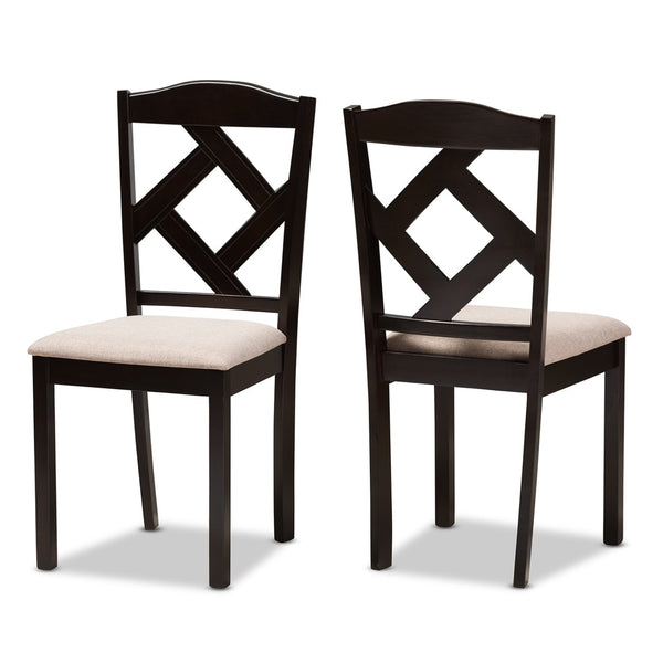Baxton Studio Baxton Studio Ruth Modern 5-Piece Compact Dining Set with Beige Upholstered Chairs & Brown Table RH133C-Dark Brown/Sand Dining Set