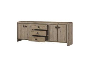 English Elm English Knotty Oak Veneer Console with Bowtie Inlay and Soft Close Storage Doors B2699P443204
