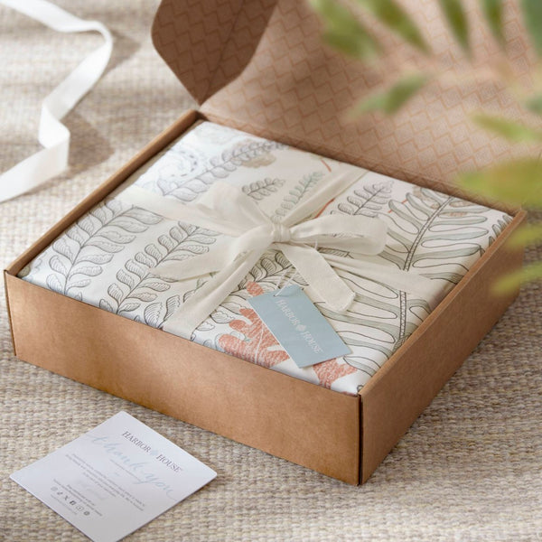 English Elm 3-piece Botanical Cotton Sateen Duvet Set with 300tc Earthy Print and Shell Buttons B035P408291
