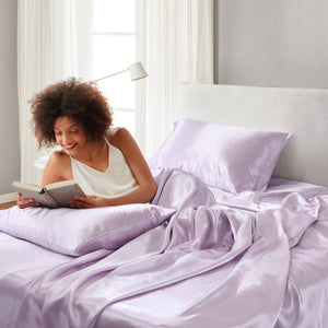 English Elm Satin Luxury Sheet Set King - Sumptuous Silky Comfort With Deep Pockets & 4 Pillowcases For Elegance B035P294200-GIGA