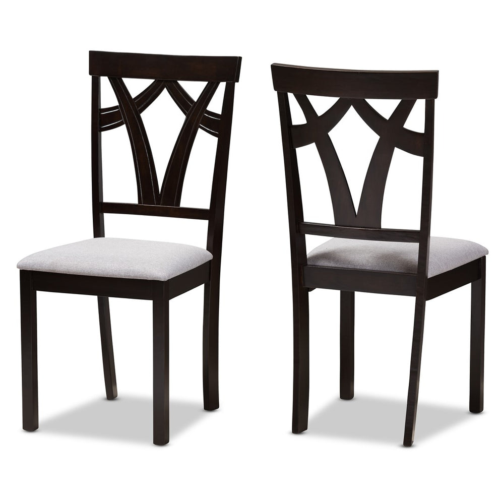 Baxton Studio Baxton Studio Sylvia Modern Grey Upholstered Dining Chairs - Set of 2 with Dark Brown Frame Design RH146C-Dark Brown/Grey-DC