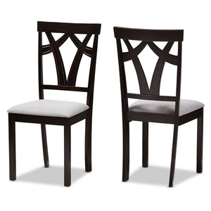 Baxton Studio Baxton Studio Sylvia Modern Grey Upholstered Dining Chairs - Set of 2 with Dark Brown Frame Design RH146C-Dark Brown/Grey-DC