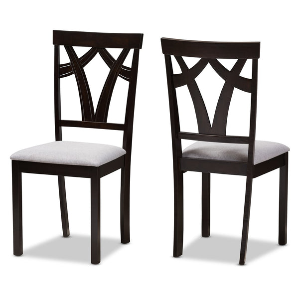 Baxton Studio Baxton Studio Sylvia Modern Grey Upholstered Dining Chairs - Set of 2 with Dark Brown Frame Design RH146C-Dark Brown/Grey-DC