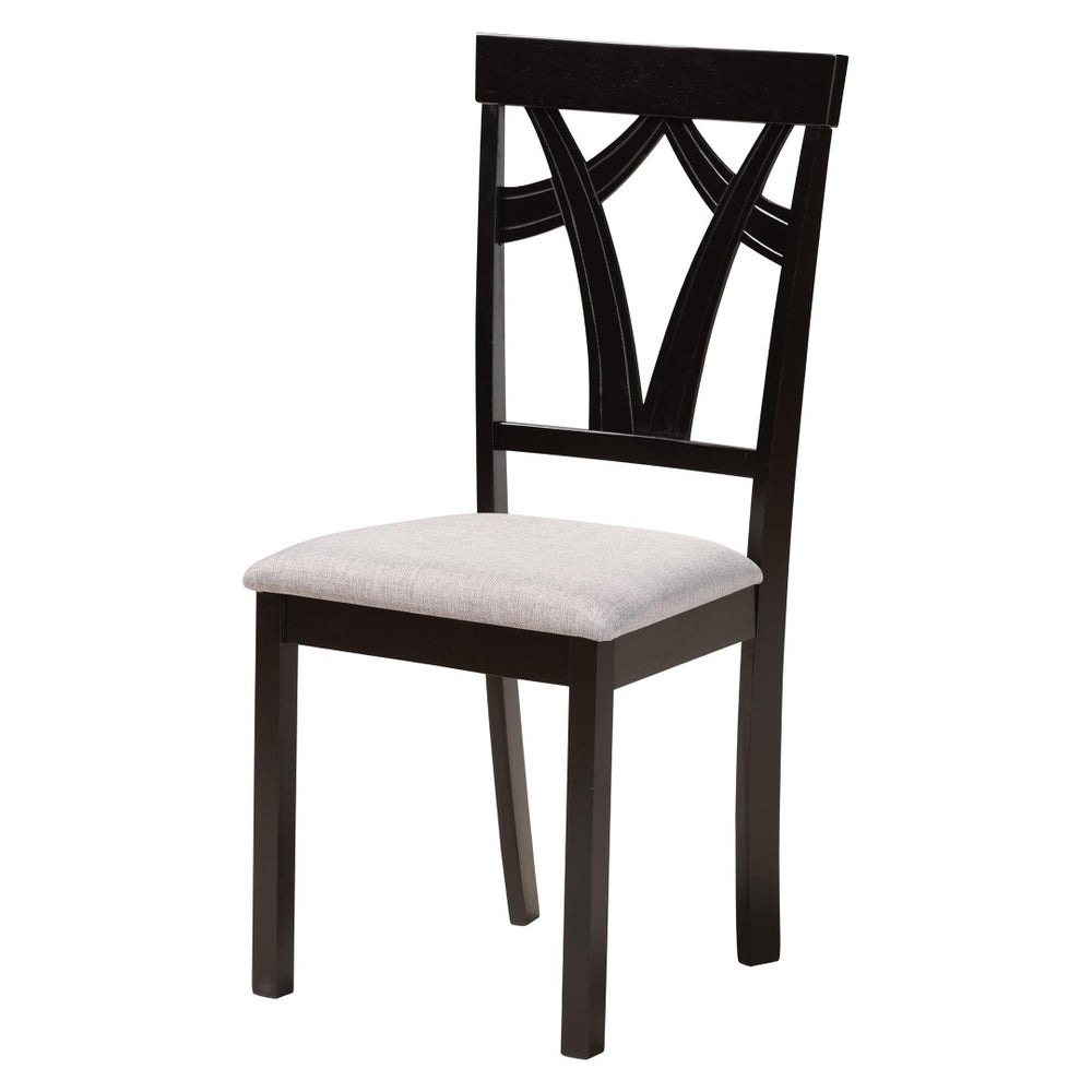 Baxton Studio Baxton Studio Sylvia 7-Piece Modern Dining Set with Grey Upholstered Chairs & Dark Brown Table RH146C-Grey/Dark Brown-7PC Dining Set