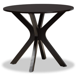 Baxton Studio Baxton Studio Luise 5-Piece Dining Set - Modern Grey Upholstered Chairs & Round Table for Stylish Dining Luise-Grey/Dark Brown-5PC Dining Set