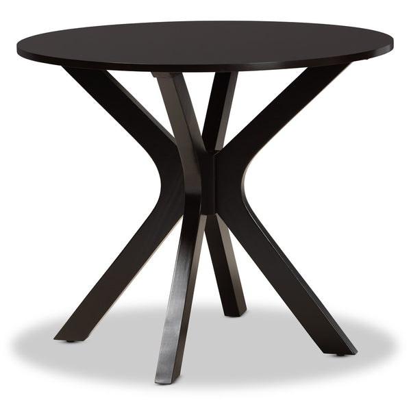 Baxton Studio Baxton Studio Luise 5-Piece Dining Set - Modern Grey Upholstered Chairs & Round Table for Stylish Dining Luise-Grey/Dark Brown-5PC Dining Set