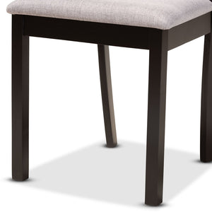 Baxton Studio Baxton Telma Modern 5-Piece Dining Set - Grey Upholstered Chairs & Round Dark Brown Table Design Telma-Grey/Dark Brown-5PC Dining Set