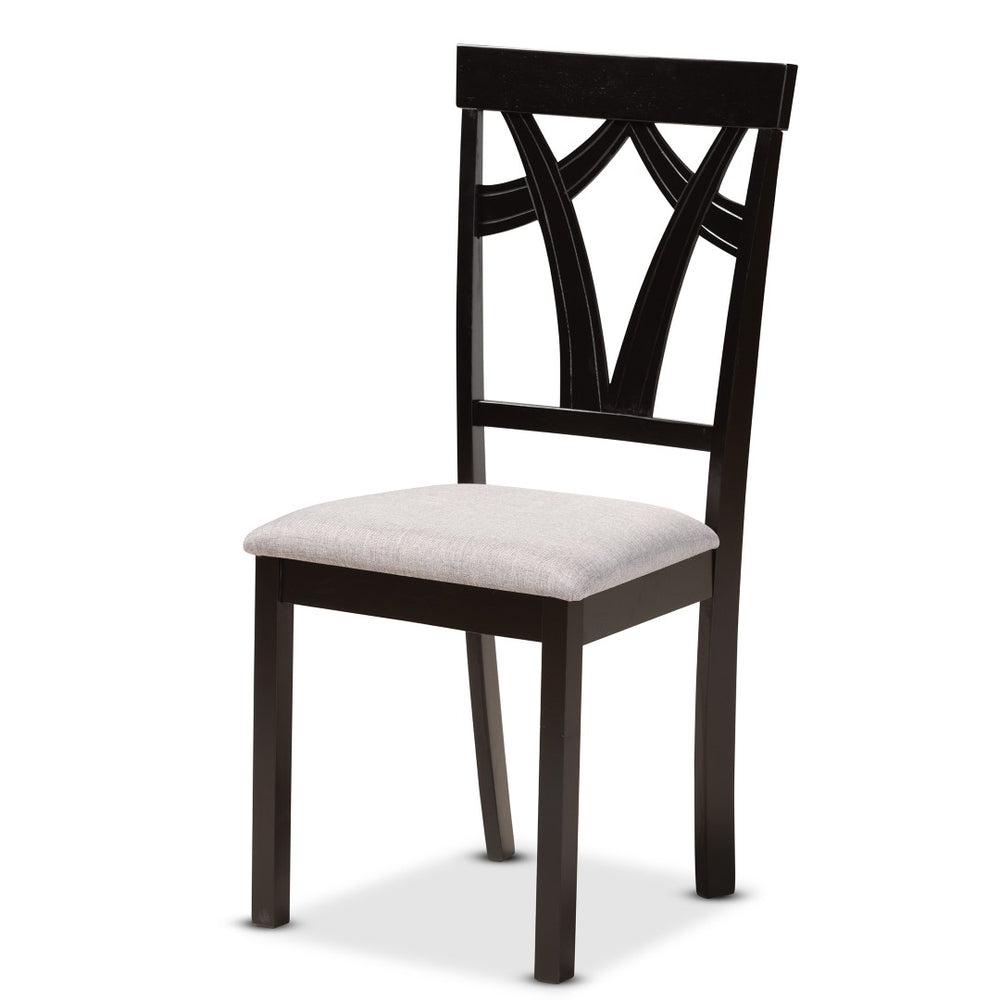 Baxton Studio Baxton Studio Branca 5-Piece Dining Set: Modern Grey Upholstered Chairs & Elegant Circular Table Branca-Grey/Dark Brown-5PC Dining Set