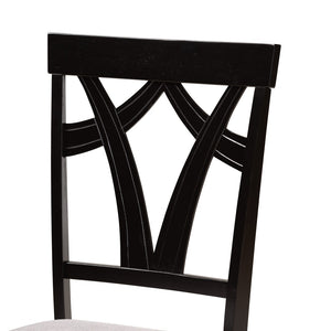 Baxton Studio Baxton Studio Branca 5-Piece Dining Set: Modern Grey Upholstered Chairs & Elegant Circular Table Branca-Grey/Dark Brown-5PC Dining Set