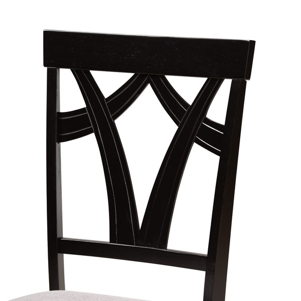 Baxton Studio Baxton Studio Branca 5-Piece Dining Set: Modern Grey Upholstered Chairs & Elegant Circular Table Branca-Grey/Dark Brown-5PC Dining Set