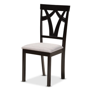 Baxton Studio Baxton Studio Rasa 5-Piece Modern Dining Set with Grey Fabric Chairs & Sculptural Table Base Design Rasa-Grey/Dark Brown-5PC Dining Set