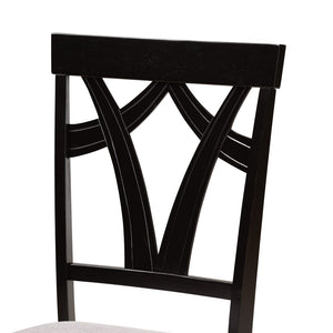 Baxton Studio Baxton Studio Rasa 5-Piece Modern Dining Set with Grey Fabric Chairs & Sculptural Table Base Design Rasa-Grey/Dark Brown-5PC Dining Set