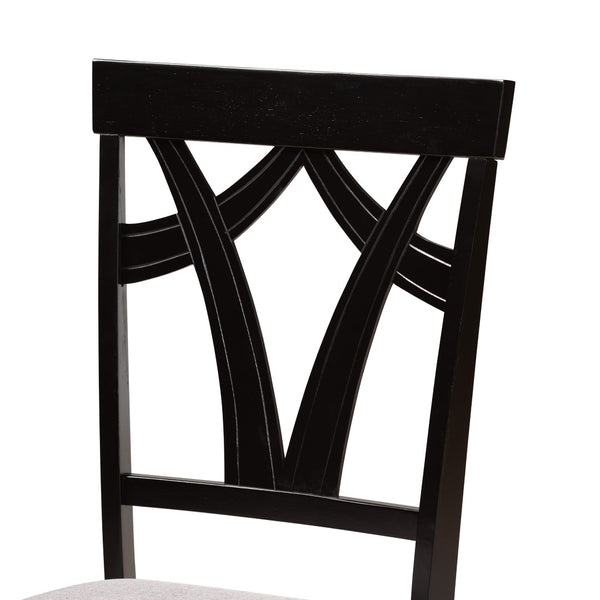 Baxton Studio Baxton Studio Rasa 5-Piece Modern Dining Set with Grey Fabric Chairs & Sculptural Table Base Design Rasa-Grey/Dark Brown-5PC Dining Set