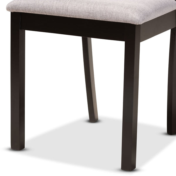 Baxton Studio Baxton Studio Rasa 5-Piece Modern Dining Set with Grey Fabric Chairs & Sculptural Table Base Design Rasa-Grey/Dark Brown-5PC Dining Set
