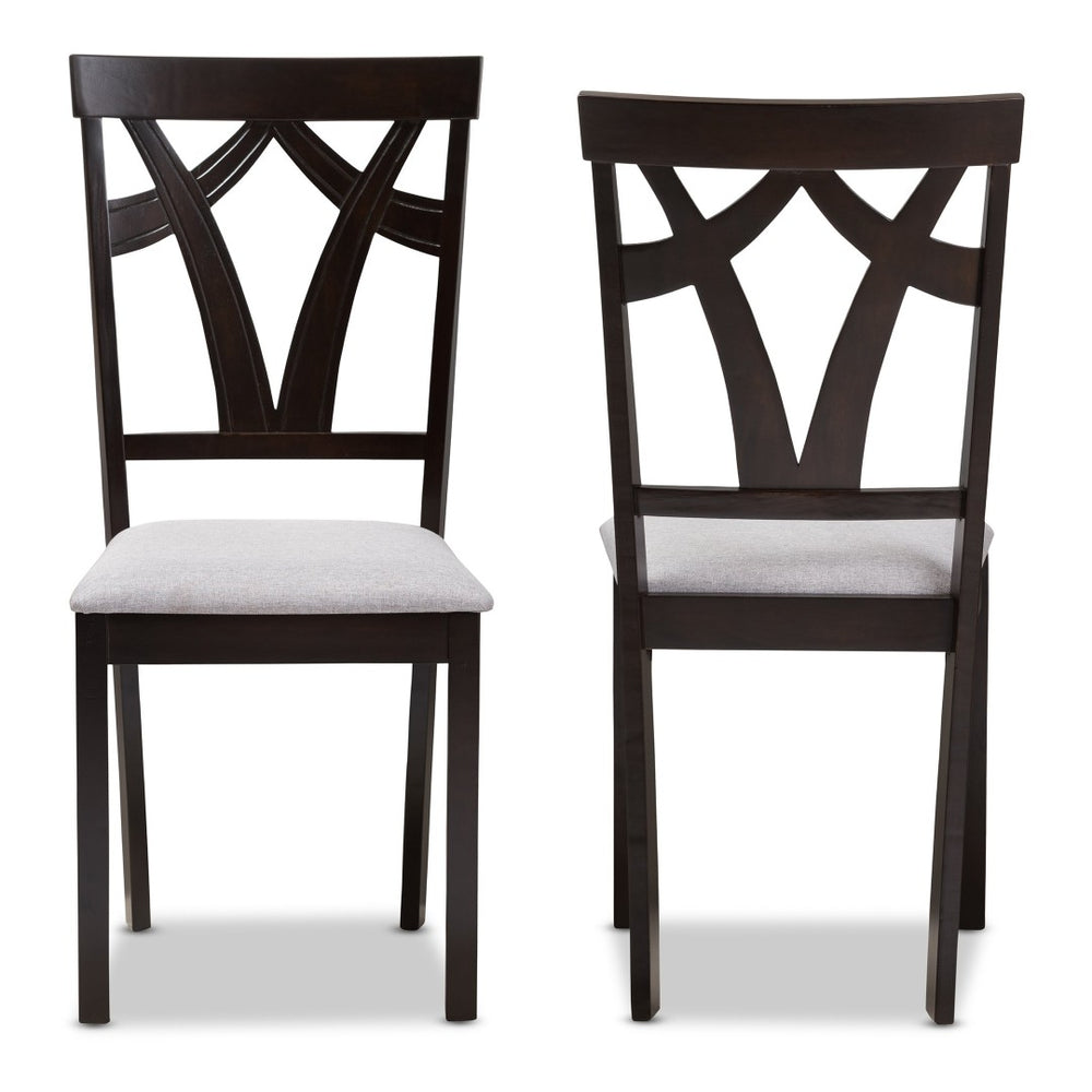 Baxton Studio Baxton Studio Sylvia Modern Grey Upholstered Dining Chairs - Set of 2 with Dark Brown Frame Design RH146C-Dark Brown/Grey-DC