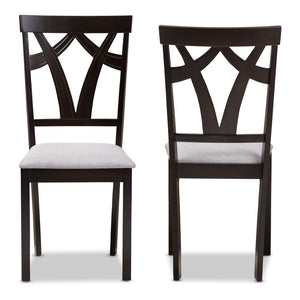 Baxton Studio Baxton Studio Sylvia Modern Grey Upholstered Dining Chairs - Set of 2 with Dark Brown Frame Design RH146C-Dark Brown/Grey-DC