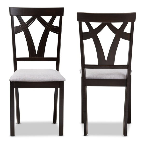 Baxton Studio Baxton Studio Sylvia Modern Grey Upholstered Dining Chairs - Set of 2 with Dark Brown Frame Design RH146C-Dark Brown/Grey-DC