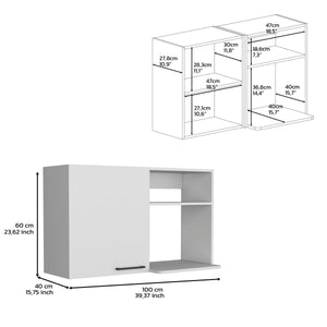 English Elm Stackable Wall Cabinet 24" H with Door & 2 Side Shelves, Particleboard White, 11 lb Capacity, Easy Install B097133151