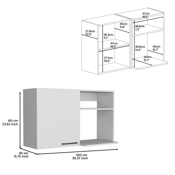 English Elm Stackable Wall Cabinet 24" H with Door & 2 Side Shelves, Particleboard White, 11 lb Capacity, Easy Install B097133151