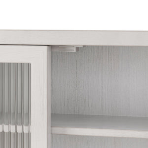 English Elm 24.8"Glass Rustic White Washed Double Door Wall Cabinet with 3 Shelves, Towel Rack, Solid Wood Storage W757P218128