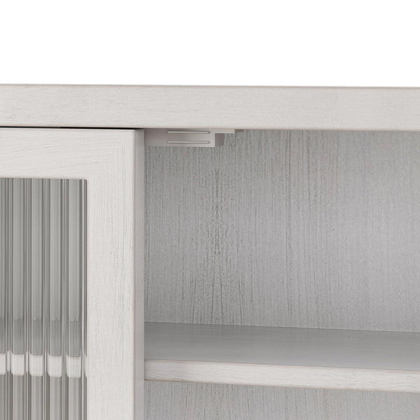 English Elm 24.8"Glass Rustic White Washed Double Door Wall Cabinet with 3 Shelves, Towel Rack, Solid Wood Storage W757P218128