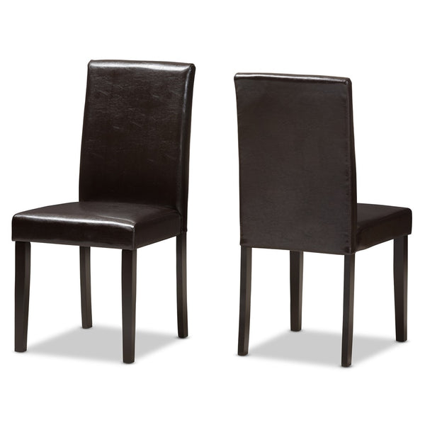 Baxton Studio Baxton Studio Mia Modern Dining Chair Set of 2 - Dark Brown Faux Leather, Stylish Comfort & Durability RH5992C-Dark Brown-DC